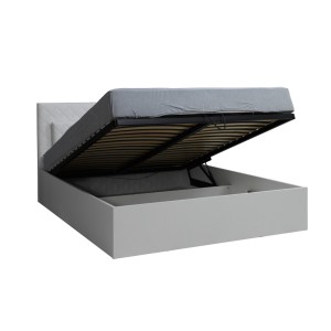 Ensemble lit PANAREA 180x200 avec LED, sommier et chevets – Blanc brillant – Lit design moderne