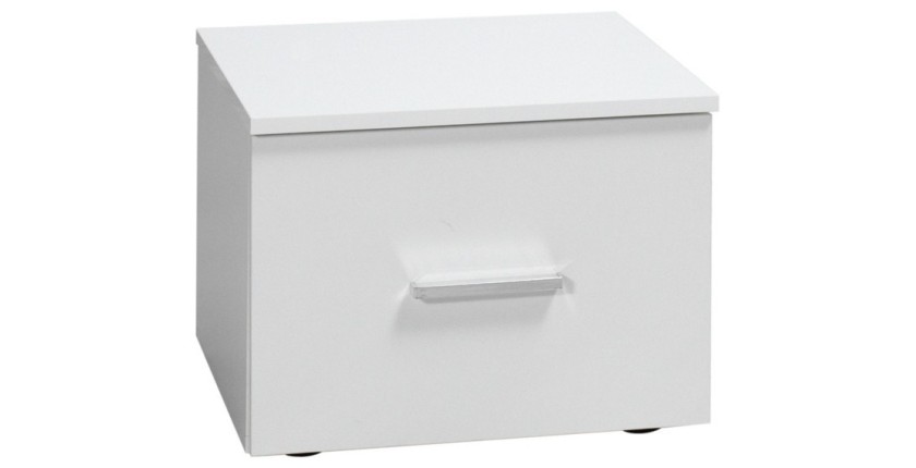 Ensemble lit PANAREA 180x200 avec LED, sommier et chevets – Blanc brillant – Lit design moderne
