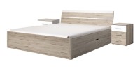 Ensemble Lit 180x200 et Chevets collection EOS. Couleur chêne clair et blanc.