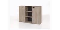 Ensemble de 5 meubles de bureau professionnel coloris chêne brut collection YUKON. Pieds métalliques
