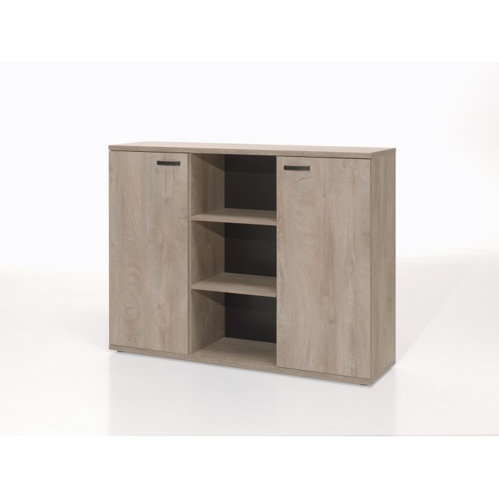 Set di 5 mobili per ufficio professionale color rovere grezzo collezione YUKON. Piedi metallici