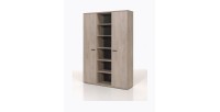 Ensemble de 5 meubles de bureau professionnel coloris chêne brut collection YUKON. Pieds métalliques
