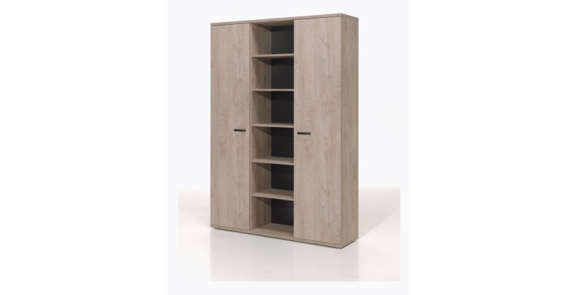 Ensemble de 5 meubles de bureau professionnel coloris chêne brut collection YUKON. Pieds métalliques