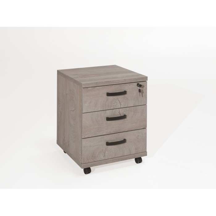 Set di 5 mobili per ufficio professionale color rovere grezzo collezione YUKON. Piedi metallici