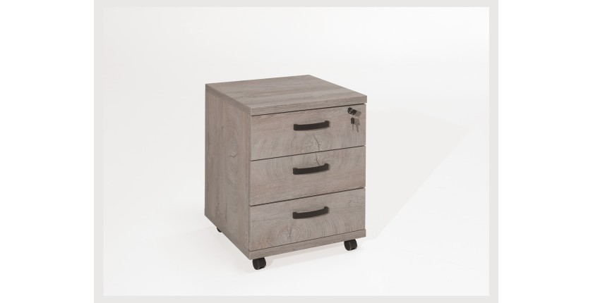 Ensemble de 5 meubles de bureau professionnel coloris chêne brut collection YUKON. Pieds métalliques