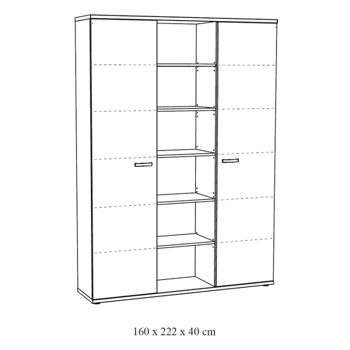 Set di 5 mobili per ufficio professionale color rovere grezzo collezione YUKON. Piedi metallici