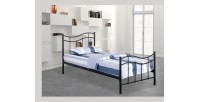 Lit ODETTE 90x190 cm en métal coloris noir avec sommier