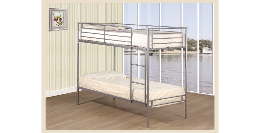 Lit superposé 90x200 collection LUCKY, coloris Gris