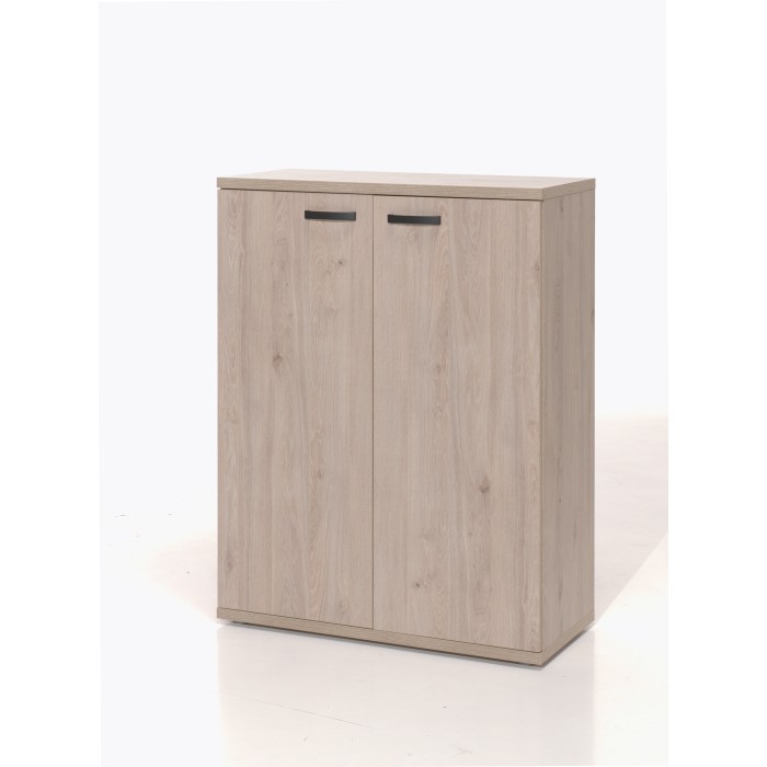 Ensemble de 7 meubles de bureau professionnel coloris chêne clair collection YUKON. Pieds métalliques