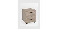 Ensemble de 7 meubles de bureau professionnel coloris chêne clair collection YUKON. Pieds métalliques