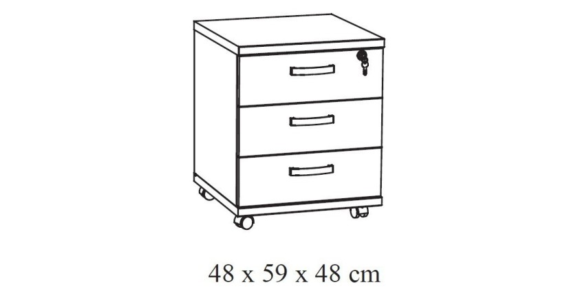 Ensemble de 7 meubles de bureau professionnel coloris chêne clair collection YUKON. Pieds métalliques