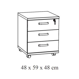 Ensemble de 7 meubles de bureau professionnel coloris chêne clair collection YUKON. Pieds métalliques