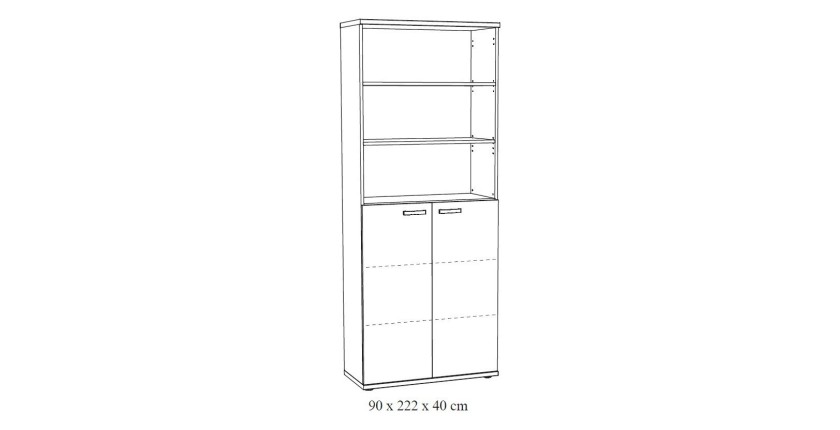 Ensemble de 7 meubles de bureau professionnel coloris chêne clair collection YUKON. Pieds métalliques