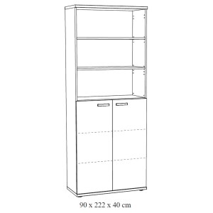Ensemble de 7 meubles de bureau professionnel coloris chêne clair collection YUKON. Pieds métalliques