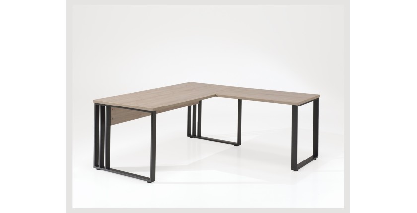 Ensemble de 7 meubles de bureau professionnel coloris chêne clair collection YUKON. Pieds métalliques