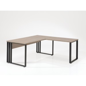Ensemble de 7 meubles de bureau professionnel coloris chêne clair collection YUKON. Pieds métalliques
