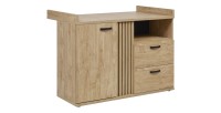 Commode bébé robuste avec table à langer intégrée coloris chêne doré collection TOMMY.