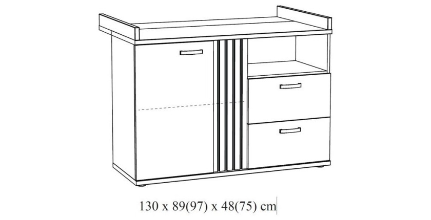 Commode bébé robuste avec table à langer intégrée coloris chêne doré collection TOMMY.