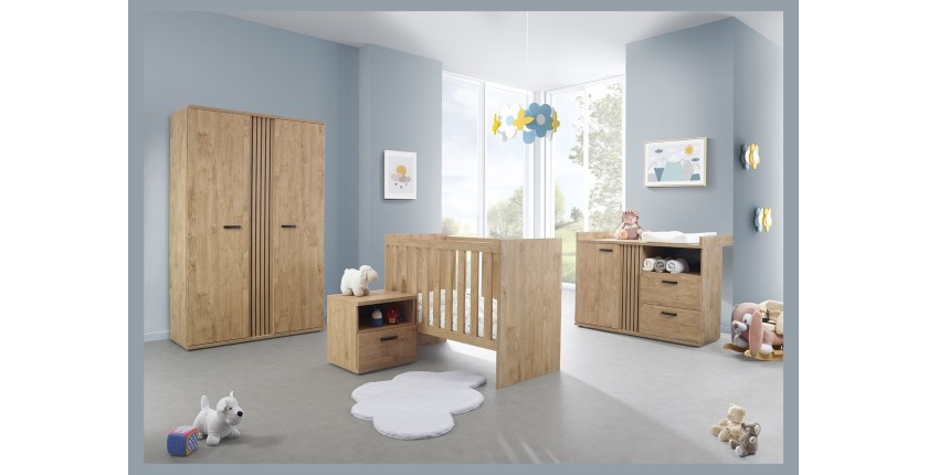 Armoire robuste pour chambre d'enfant 2 portes collection TOMMY  coloris chêne doré.