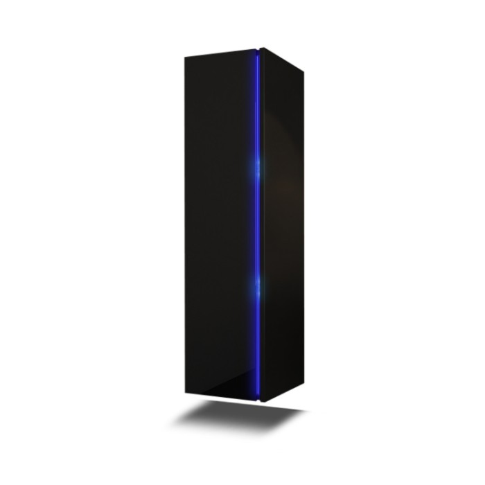 Colonne de salle de bain suspendu, collection BIRD, coloris noir mat et noir brillant, idéal pour une salle de bain moderne.