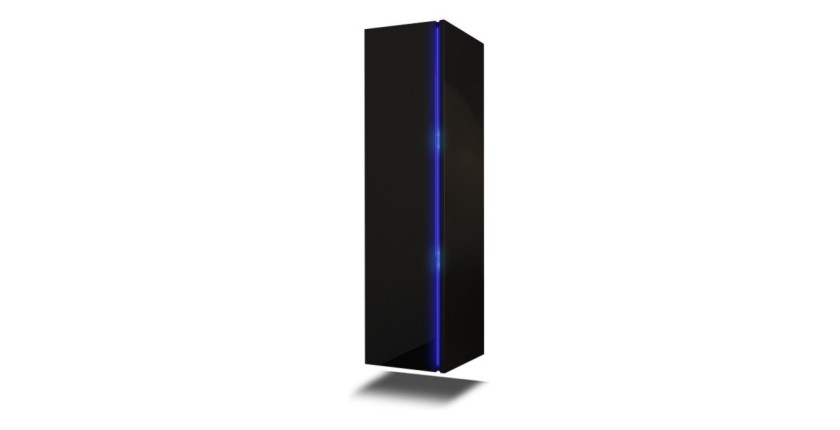 Colonne de salle de bain suspendu, collection BIRD, coloris noir mat et noir brillant, idéal pour une salle de bain moderne.