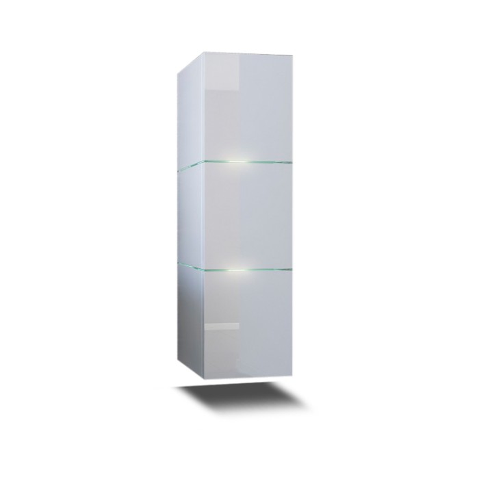 Colonne de salle de bain suspendu, collection OWL, coloris blanc mat et blanc brillant, idéal pour une salle de bain moderne et