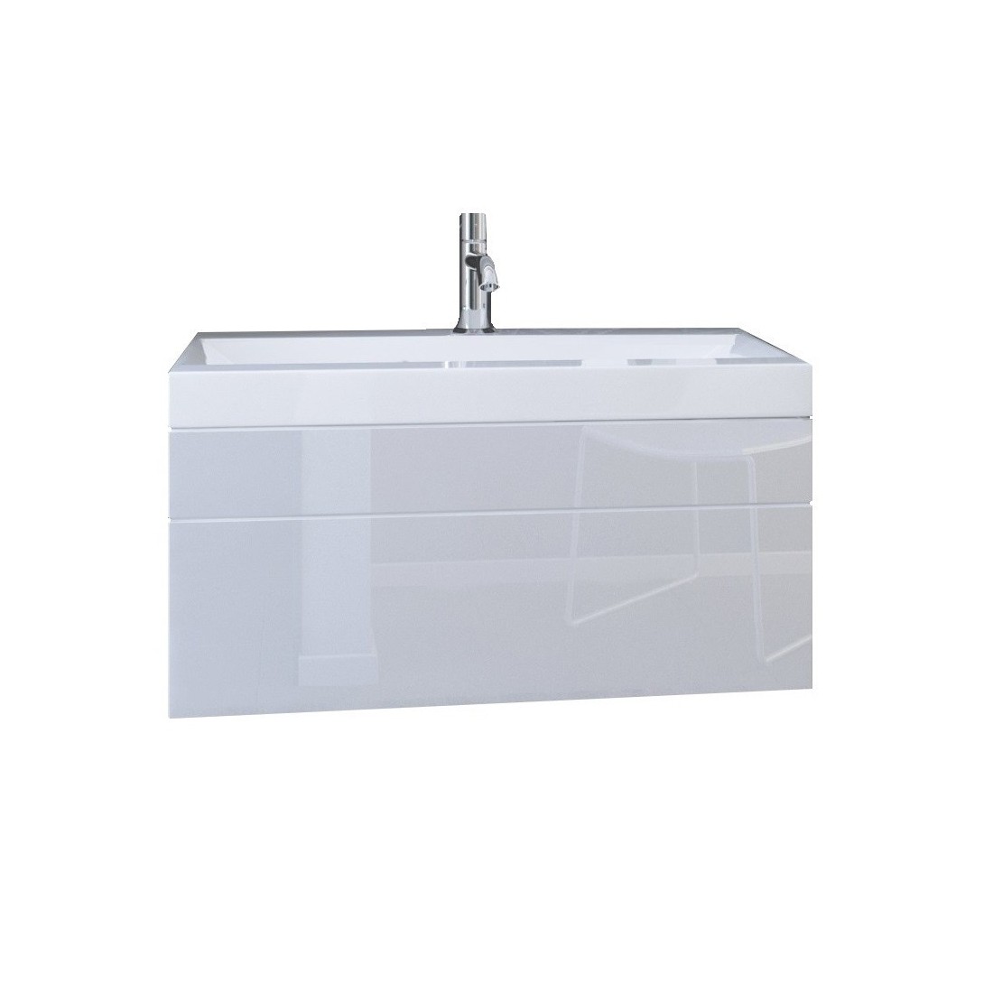 Meuble sous vasque 80cm suspendu collection RAVEN, coloris blanc mat et brillant, idéal pour une salle de bain design