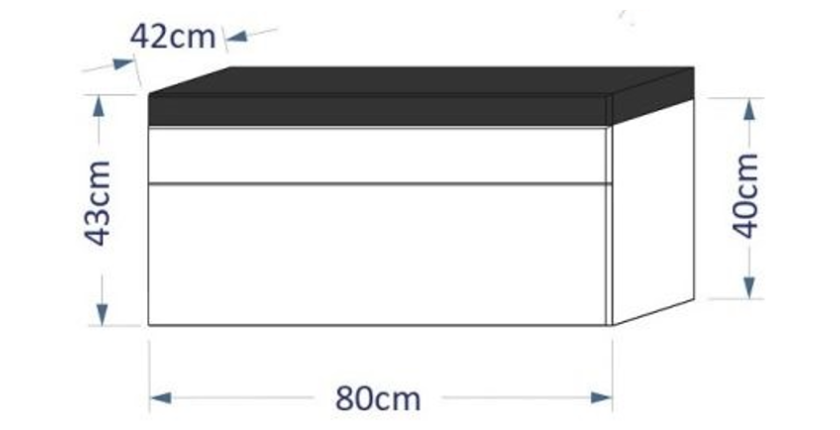 Meuble sous vasque 80cm suspendu collection RAVEN, coloris noir mat et brillant, idéal pour une salle de bain design