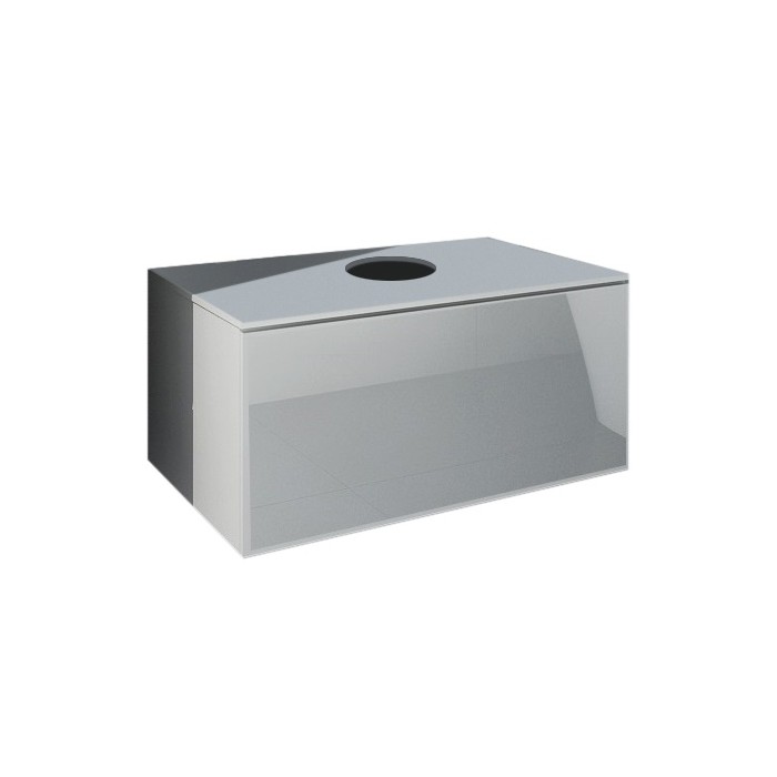 Meuble sous vasque suspendu collection OWL, coloris blanc mat et blanc brillant, idéal pour une salle de bain design