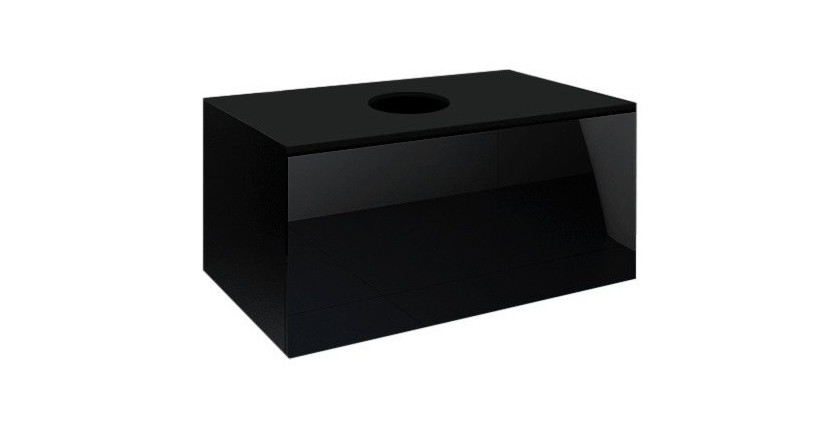 Meuble sous vasque suspendu collection OWL, coloris noir mat et noir brillant, idéal pour une salle de bain design