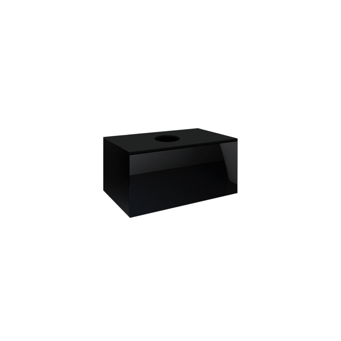 Meuble sous vasque suspendu collection OWL, coloris noir mat et noir brillant, idéal pour une salle de bain design