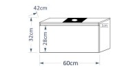 Meuble sous vasque suspendu collection OWL, coloris blanc mat brillant, avec plaque en verre noir, idéal pour une salle de bain