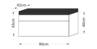 Meuble sous vasque 80cm suspendu collection RAVEN, coloris blanc mat et brillant, avec vasque et siphon inclus