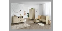 Lettino robusto 60x120 trasformabile in letto per bambini 90x200, colore rovere chiaro, collezione DANAÉ.