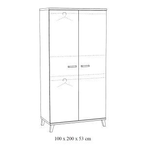 Armoire robuste pour chambre d'enfant 2 portes collection DANAÉ coloris chêne clair.