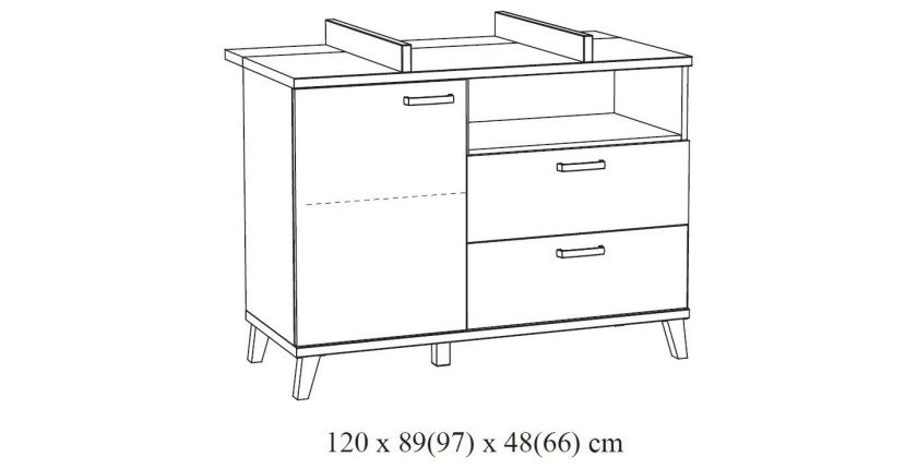 Commode bébé robuste avec table à langer intégrée coloris blanc collection DANAÉ.