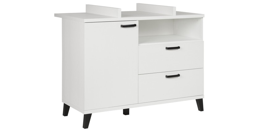 Commode bébé robuste avec table à langer intégrée coloris blanc collection DANAÉ.