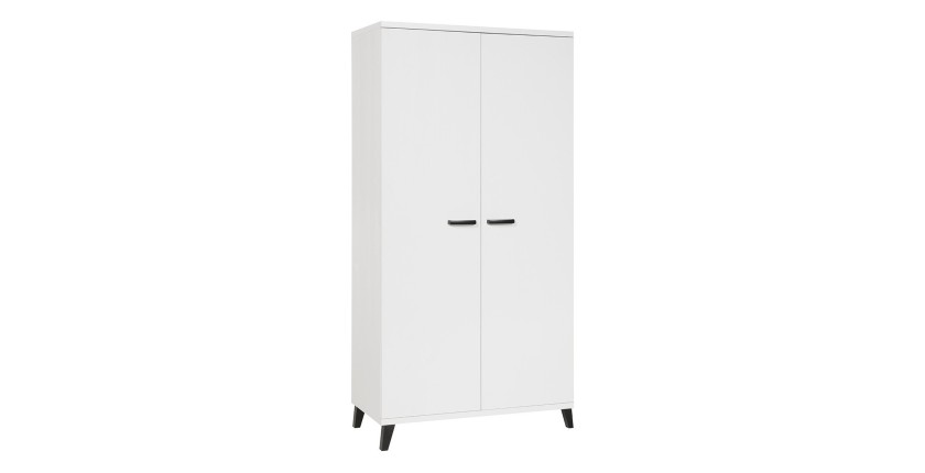 Armoire robuste pour chambre d'enfant 2 portes collection DANAÉ coloris blanc.