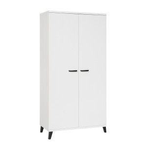 Armoire robuste pour chambre d'enfant 2 portes collection DANAÉ coloris blanc.