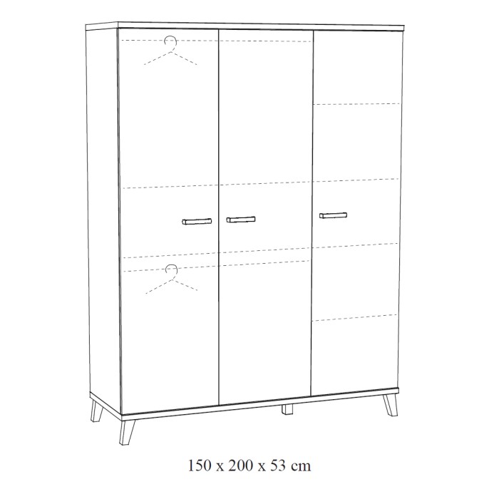 Kindergarderobe DANAÉ 3 deuren - Mat wit - Grote opslag met een strak design