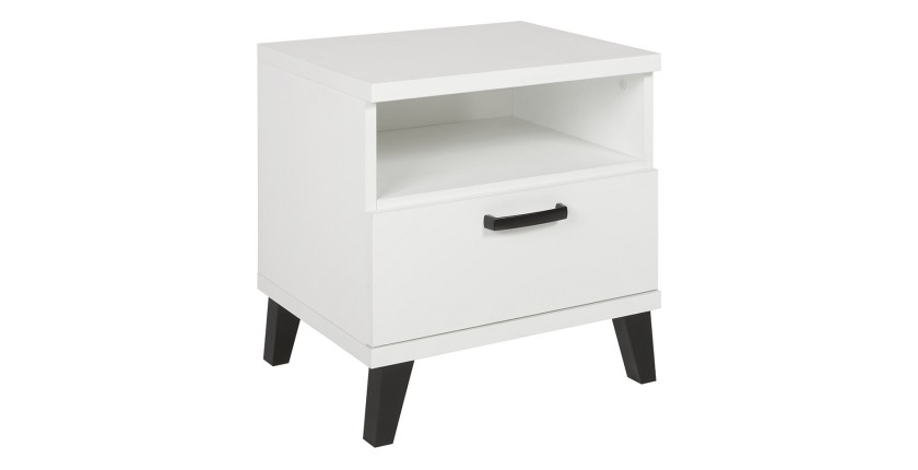 Chambre bébé ou enfant DANAÉ, coloris blanc, lit 60x120 évolutif en 90x200, armoire, commode à langer et chevet
