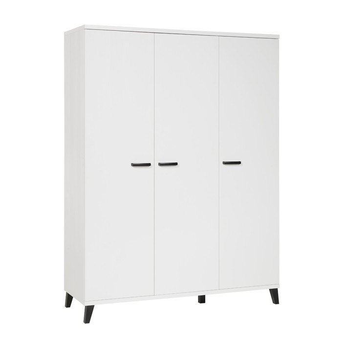 Baby- of kinderkamer DANAÉ, wit van kleur, bed 60x120 omvormbaar tot 90x200, kledingkast, commode met verschoonruimte en nachtka