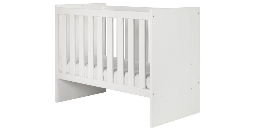 Chambre bébé ou enfant DANAÉ, coloris blanc, lit 60x120 évolutif en 90x200, armoire, commode à langer et chevet