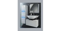Ensemble meubles de salle de bain collection OWL, coloris blanc mat et brillant avec une colonne