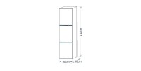 Meuble sous vasque 80cm suspendu collection RAVEN, coloris blanc mat et brillant, avec vasque et siphon inclus