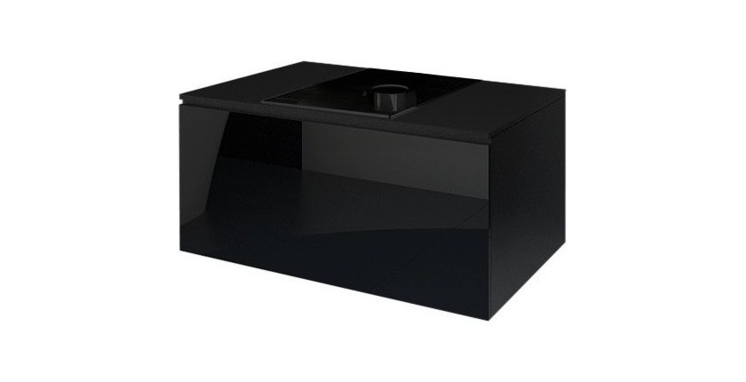 Ensemble meubles de salle de bain collection OWL, coloris noir mat et brillant avec une colonne
