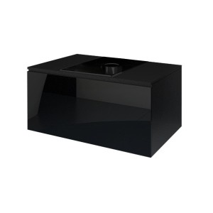 Ensemble meubles de salle de bain collection OWL, coloris noir mat et brillant avec une colonne