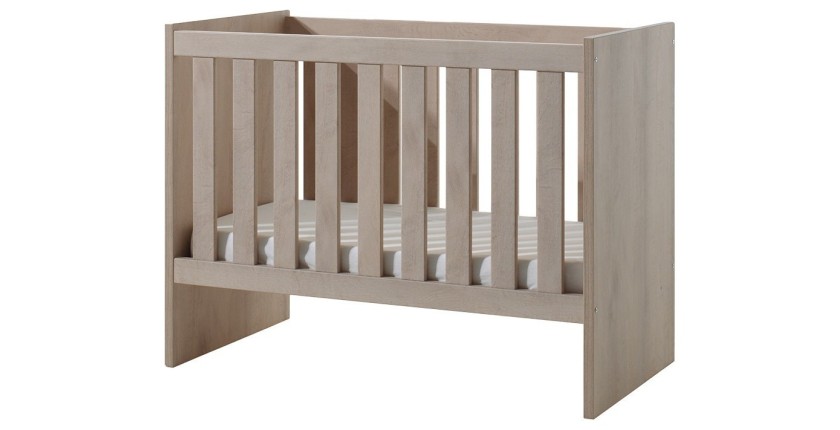 Lit bébé robuste 60x120 évolutif en lit enfant 90x200 coloris chêne River Oak collection LOUISE.