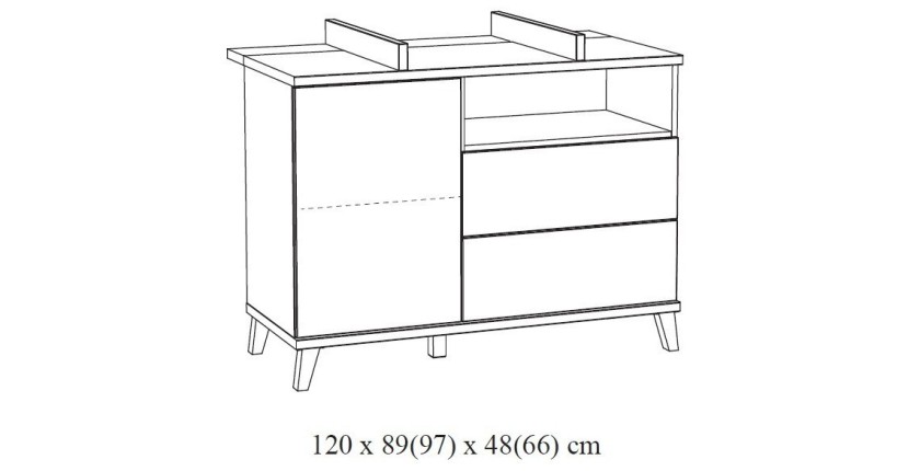 Commode bébé robuste avec table à langer intégrée coloris chêne River OAK collection LOUISE.