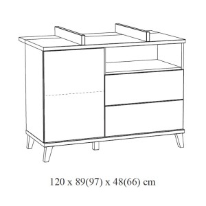 Commode bébé robuste avec table à langer intégrée coloris chêne River OAK collection LOUISE.